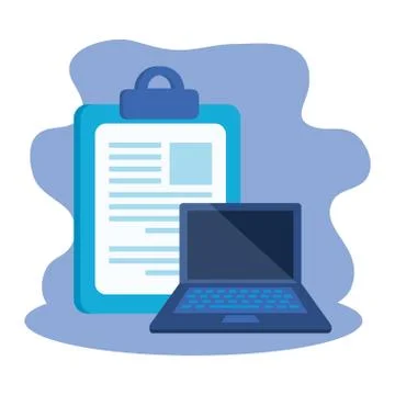 Checklist clipboard with laptop computer Stock Illustration