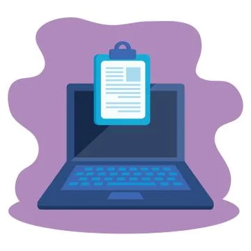 Checklist clipboard with laptop computer Stock Illustration