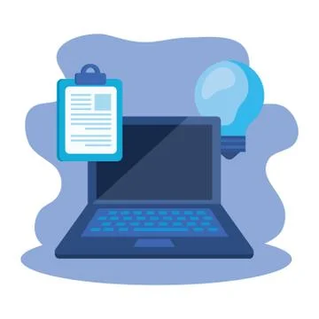 Checklist clipboard with laptop computer Illustrazione stock