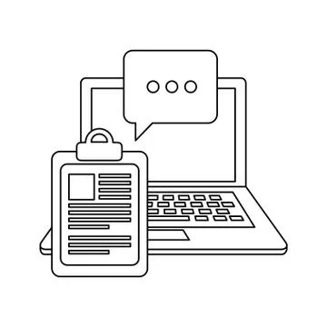 Checklist clipboard with laptop computer Illustrazione stock