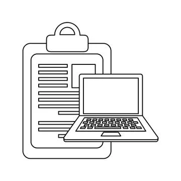 Checklist clipboard with laptop computer Stock Illustration