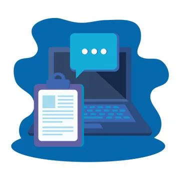 Checklist clipboard with laptop computer Illustrazione stock