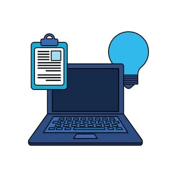 Checklist clipboard with laptop computer Stock Illustration