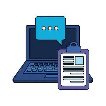 Checklist clipboard with laptop computer Illustrazione stock