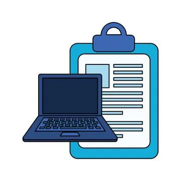 Checklist clipboard with laptop computer Illustrazione stock