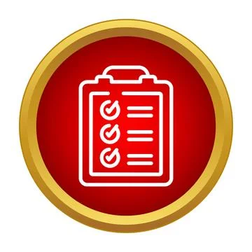 Checklist clipboard showing completed tasks red icon Stock Illustration
