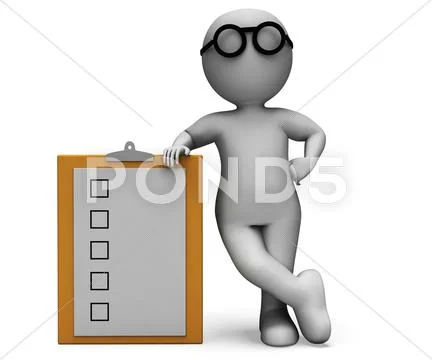 Checklist clipboard shows test questionnaire Stock Illustration