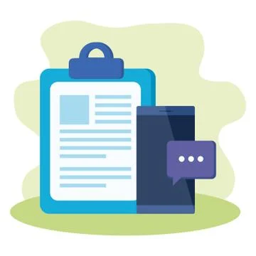 Checklist clipboard with smartphone device Stock Illustration