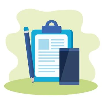 Checklist clipboard with smartphone device Illustrazione stock