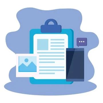 Checklist clipboard with smartphone device Illustrazione stock