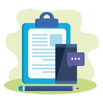 Checklist clipboard with smartphone device Illustrazione stock