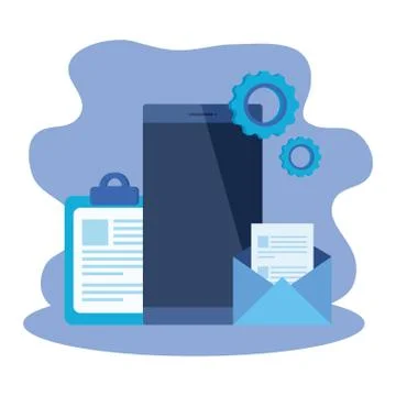 Checklist clipboard with smartphone device Stock Illustration