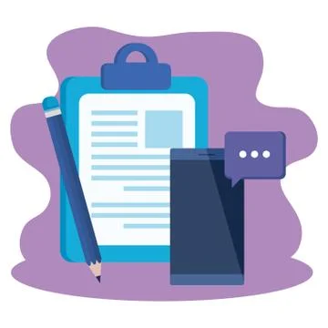 Checklist clipboard with smartphone device Stock Illustration