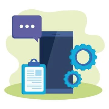 Checklist clipboard with smartphone device Illustrazione stock