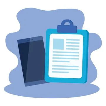 Checklist clipboard with smartphone device Stock Illustration