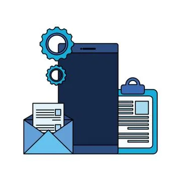 Checklist clipboard with smartphone device Stock Illustration