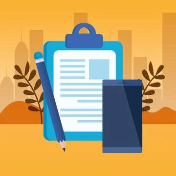 Checklist clipboard with smartphone device Stock Illustration