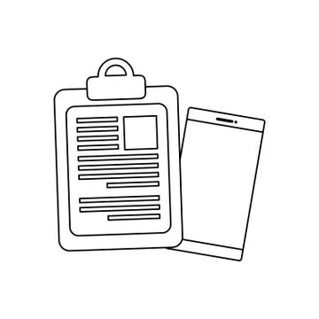 Checklist clipboard with smartphone device Illustrazione stock