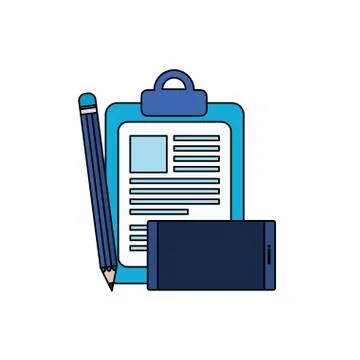 Checklist clipboard with smartphone device Stock Illustration