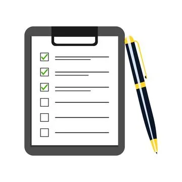 Checklist on clipboard vector illustration. check marks on checklist Clipbo.. Illustrazione stock