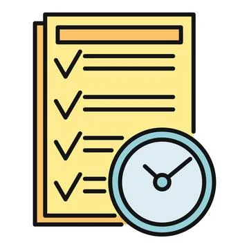 Checklist with clock representing time management and productivity Stock Illustration
