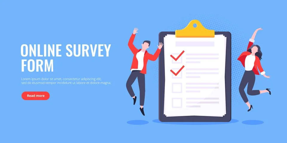 Checklist complete business concept tiny people jumping in the air nearby giant Stock Illustration