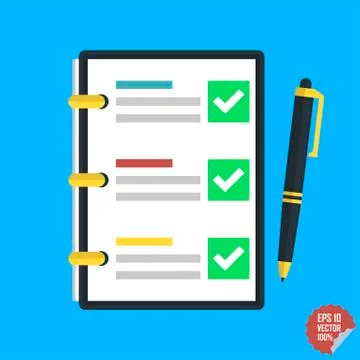 Checklist, complete tasks, to-do list, survey, exam concepts. Clipboard with  Stock Illustration