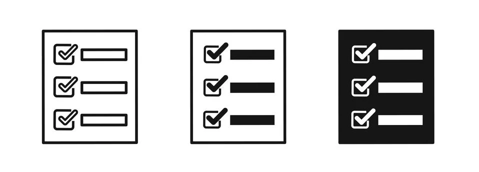 Checklist, complete tasks, to-do list icons set. Flat design graphic elements. Stock Illustration