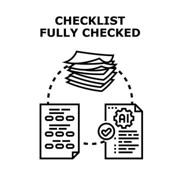 Checklist completion with artificial intelligence process Illustrazione stock