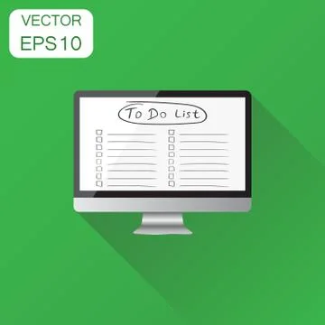 Checklist with computer icon. Business concept task computer monitor pictogra Stock Illustration