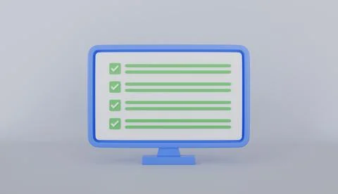 Checklist on computer, PC and check list, Planning and organization of work イラスト素材