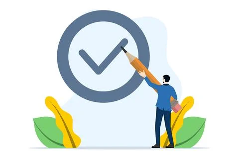 Checklist concept, Businessman is checking list, Business checklist control. Stock Illustration