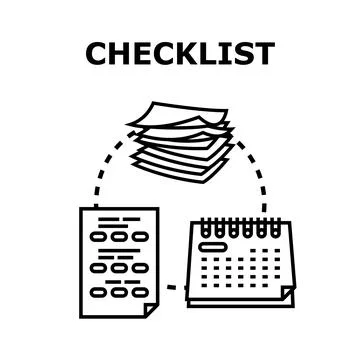 Checklist concept organizing documents and calendar schedule Stock Illustration