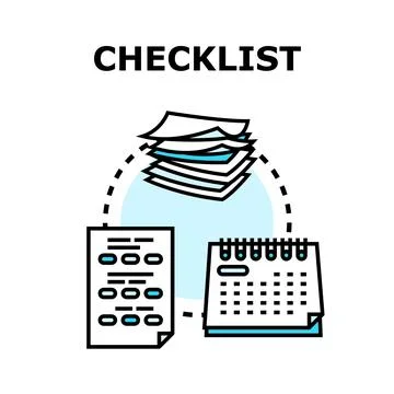 Checklist concept organizing documents and calendar schedule Stock Illustration