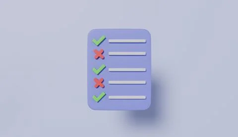 Checklist cross document for clipboard with green tick and red crosses Stock Illustration