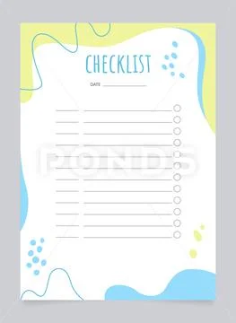 Checklist with date worksheet design template Illustration #171556104