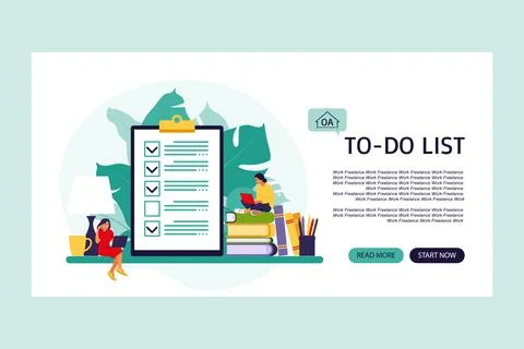 Checklist, to-do list. Landing page. List or notepad concept. Business idea,  Illustrazione stock