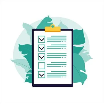 Checklist, to-do list. List or notepad concept. Business idea, planning or co Stock Illustration