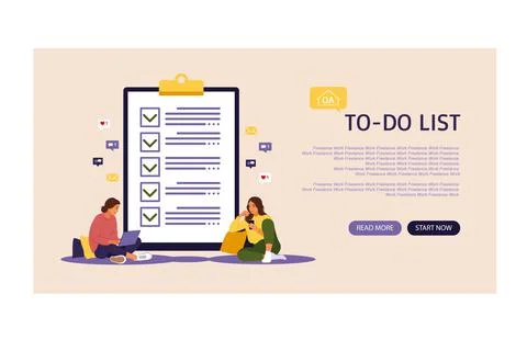 Checklist, to-do list vector illustration. Landing page. List or notepad conc Stock Illustration