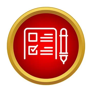 Checklist document and pencil icon on red button イラスト素材