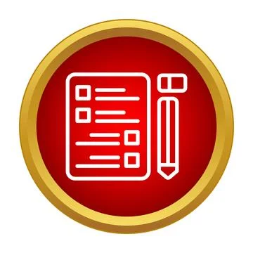 Checklist document and pencil icon in red circle イラスト素材