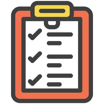 Checklist document on clipboard flat vector icon Stock Illustration