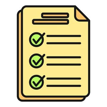Checklist document completing tasks with green checkmarks Stock Illustration