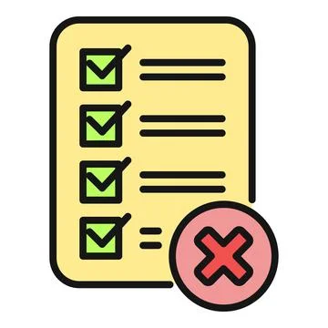 Checklist document completing tasks with reject mark 스톡 일러스트