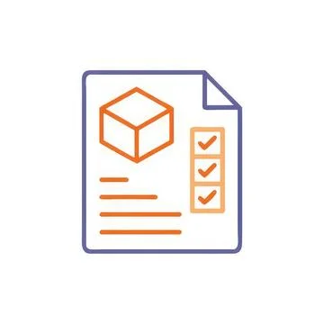 Checklist document with cube icon and checkmarks Stock Illustration