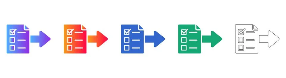 Checklist Document Export Icons Set Illustrazione stock