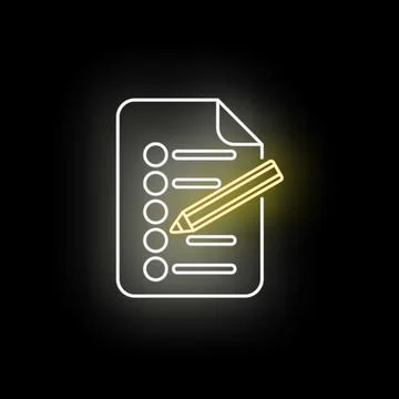 Checklist document with glowing neon pencil icon Stock-Illustration