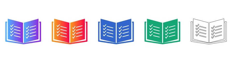 Checklist Document Gradient Icon Set Stock Illustration