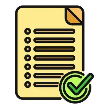 Checklist document with green checkmark for completion Illustration