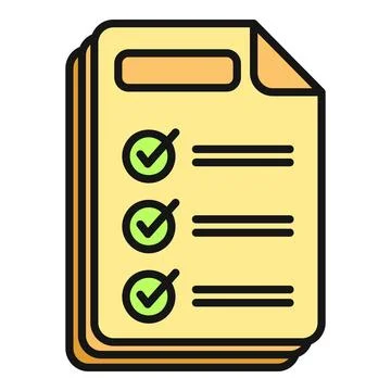 Checklist document with green checkmarks indicating completion Stock Illustration